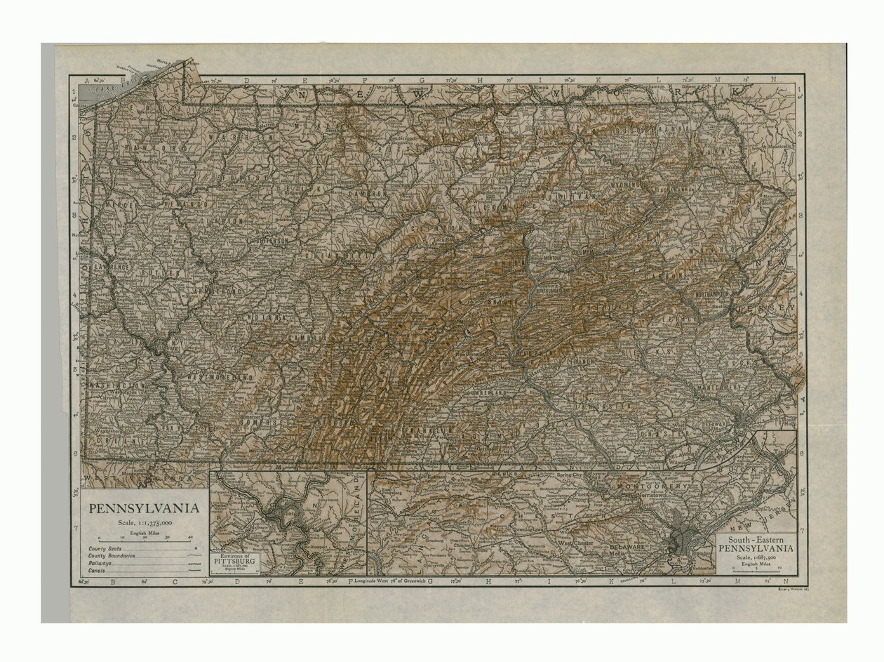 Karte von Pennsylvania von Emery Walker
