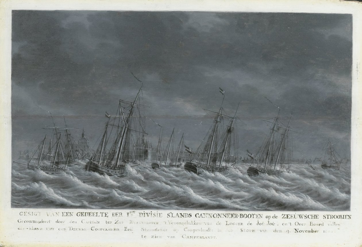 Die Batavische Flotte vor Veere, 1800 von Engel Hoogerheyden