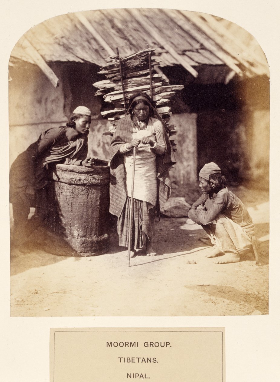Moormi-Gruppe, Tibeter, Nipal, aus The People of India, von J. Forbes Watson, veröffentlicht 1868 von English Photographer