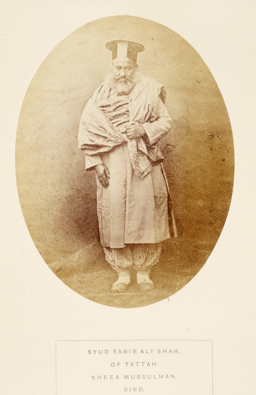 Syud Sabir Ali Shah, von Tattah, Sheea-Mussulman, Sind, aus The People of India, von J. Forbes Watson, veröffentlicht 1868 von English Photographer