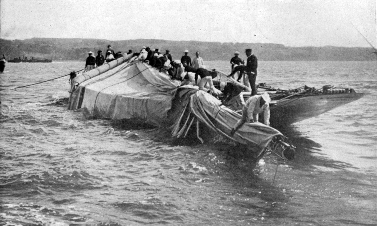 Der Unfall von Shamrock II, Illustration aus The King, 1. Juni 1901 von English Photographer