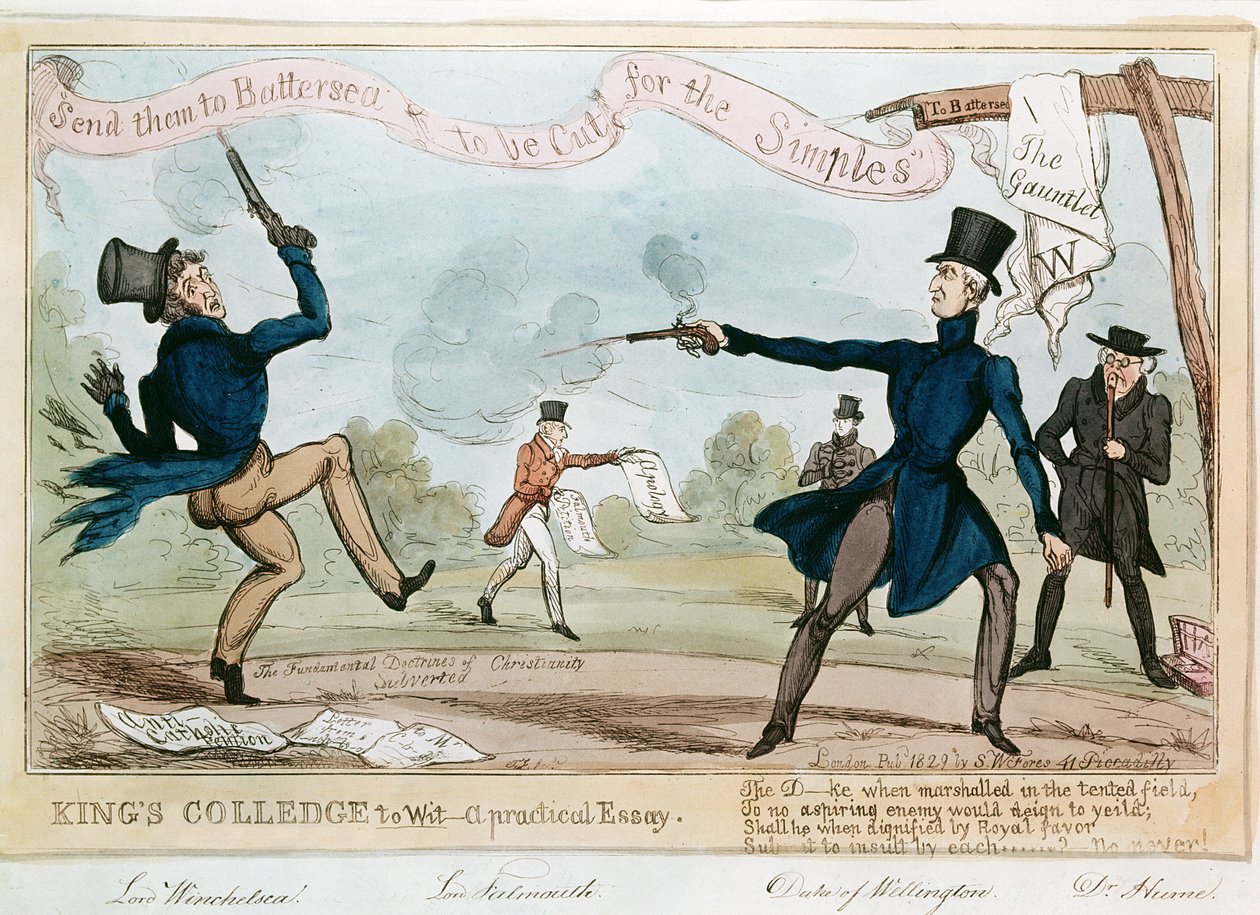 Karikatur des Herzogs von Wellington im Duell von English School