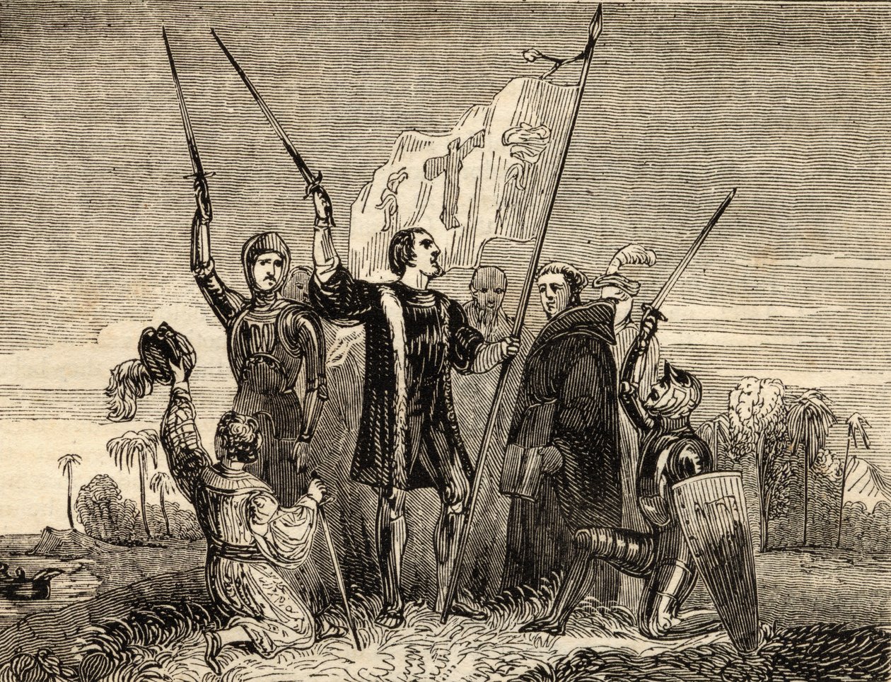 Kolumbus (1451-1506) nimmt Besitz, Illustration aus 