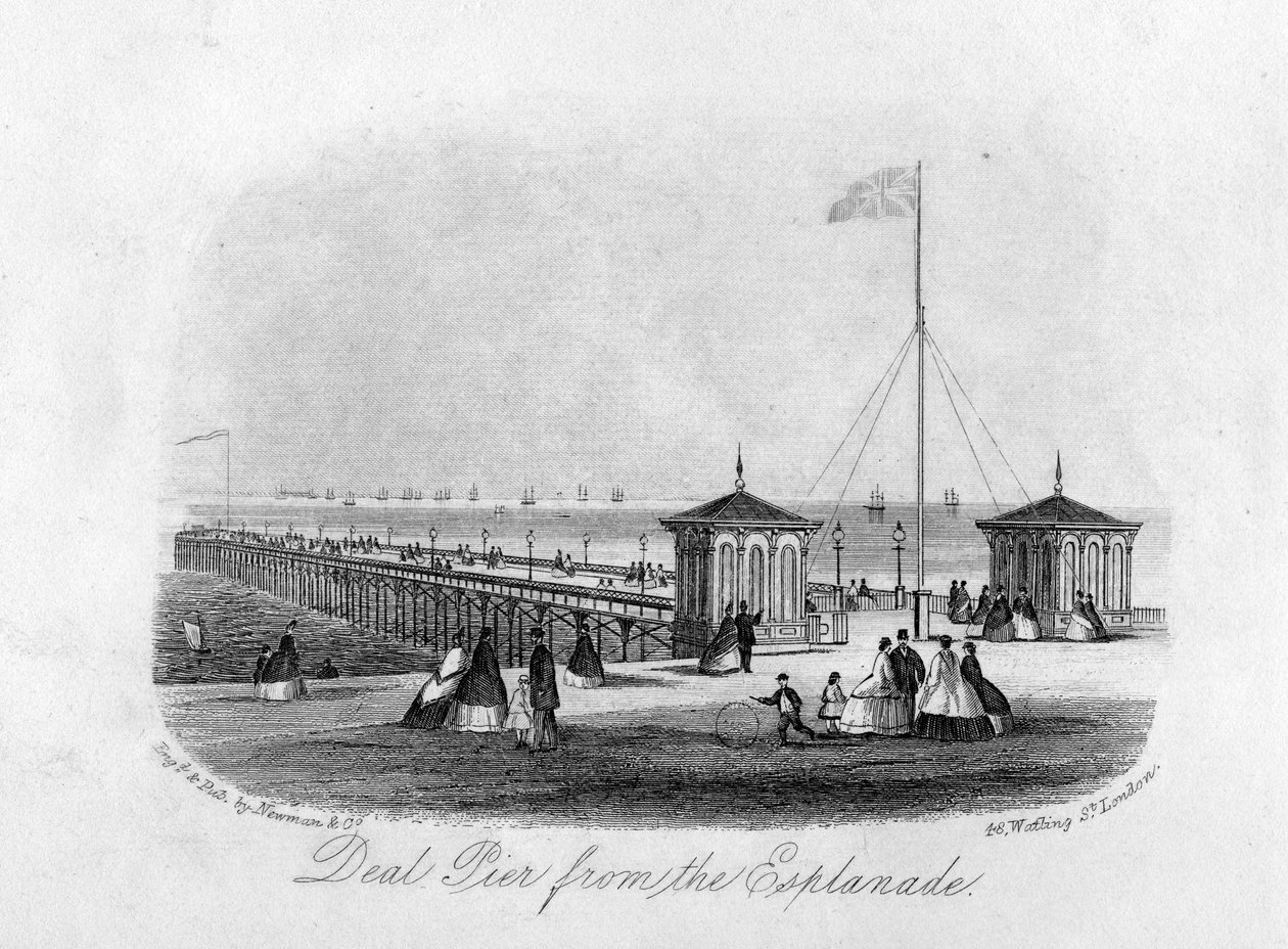 Deal Pier von der Esplanade, gestochen von Newman und Co. von English School