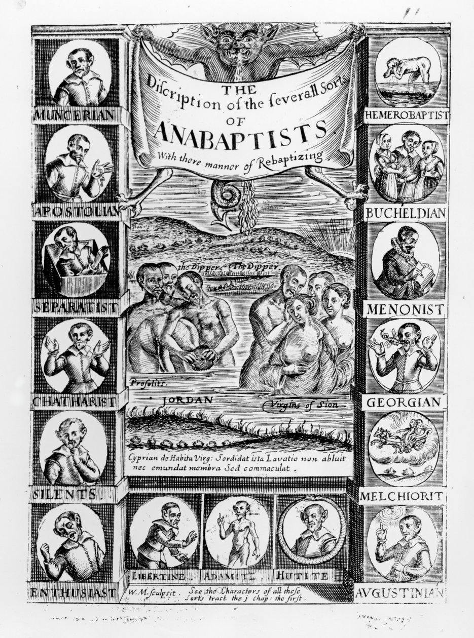 Beschreibung der verschiedenen Arten von Anabaptisten, 1645 von English School