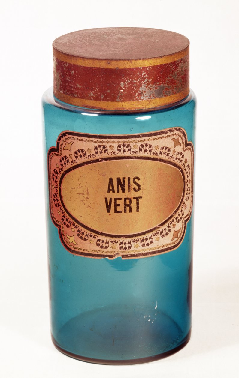 Drogengefäß mit Etikett für Anis Vert, ca. 1860 von English School