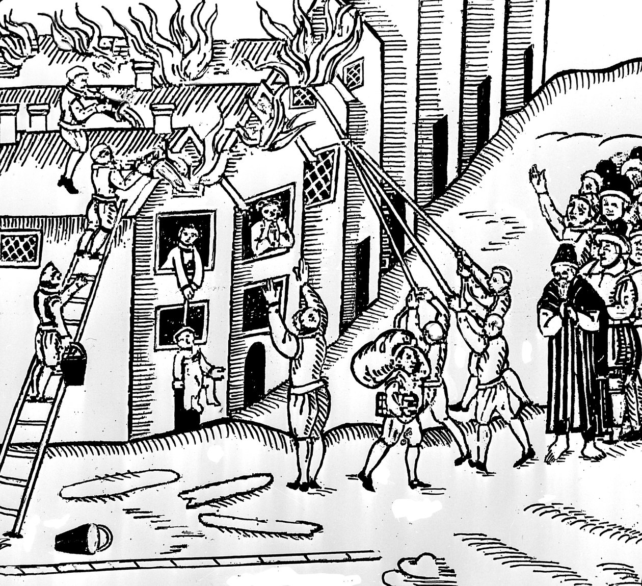Feuerwehr in Tiverton, Devon, 1612 von English School