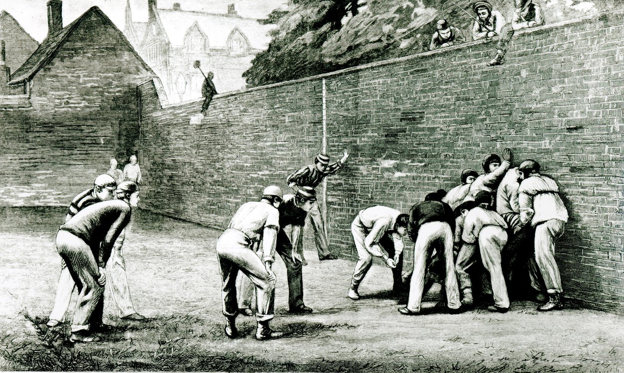Fußball an der Mauer in Eton von English School