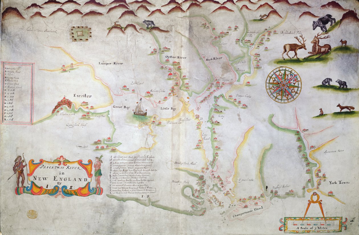 Pascatway River in Neuengland, um 1660-85 von English School