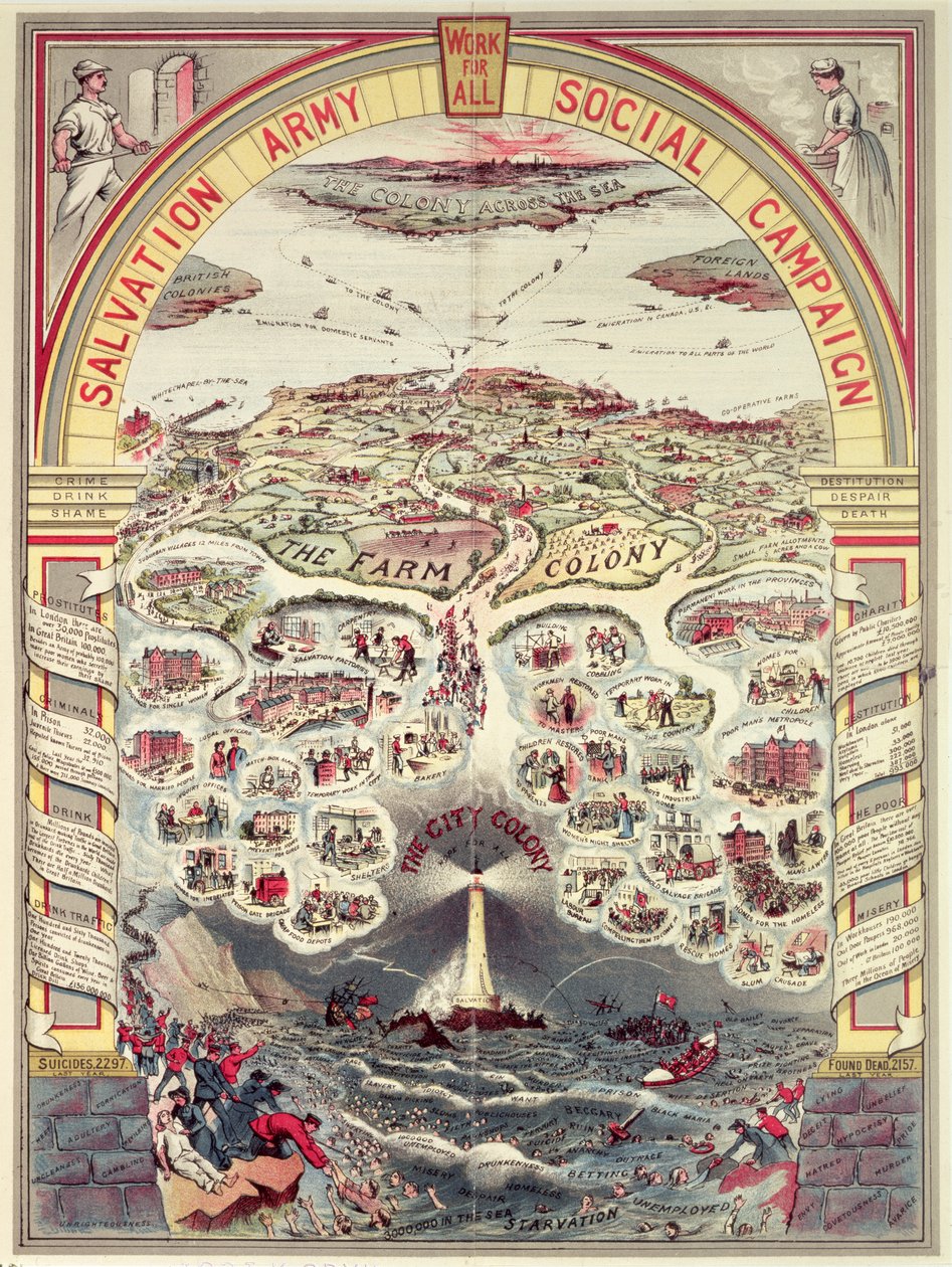 Heilsarmee Sozialkampagne Propagandaposter, London, ca. 1910 von English School