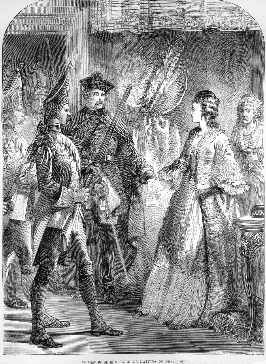 Die Verhaftung von Caroline Matilda, Königin von Dänemark und Norwegen im Jahr 1772 von English School