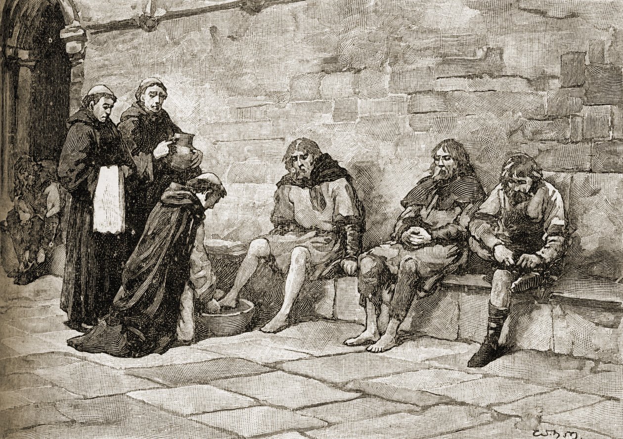Thomas Becket (ca. 1118-70) wäscht die Füße der Bettler von English School