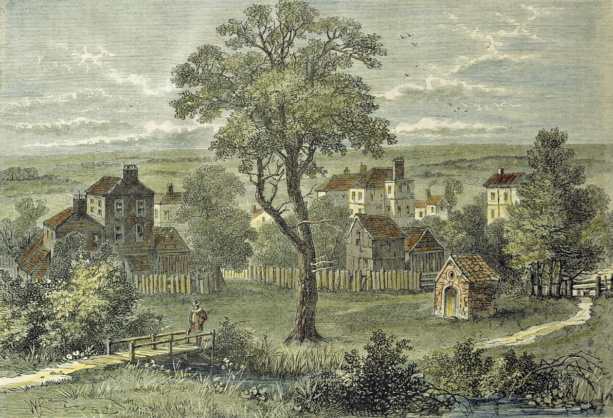 Ansicht von Marylebone, vom Standort der heutigen Wigmore Street von English School