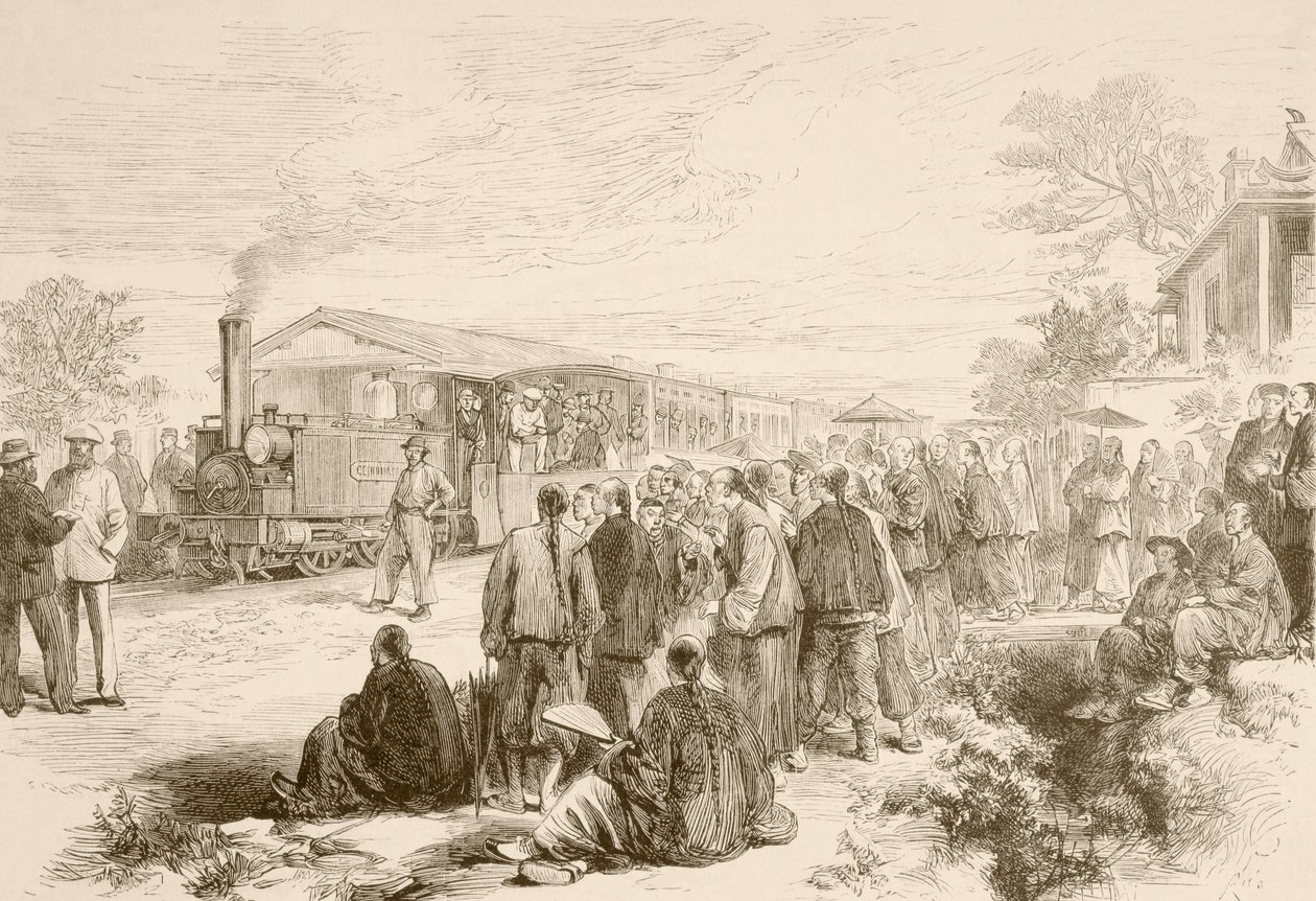 Eine frühe chinesische Eisenbahn um 1880 von English School