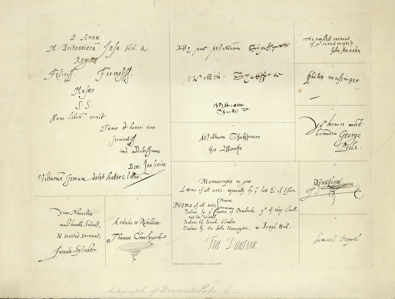 Autogramme von dramatischen Dichtern von English School