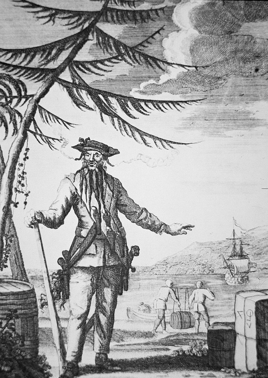Blackbeard der Pirat (Gravur) von English School