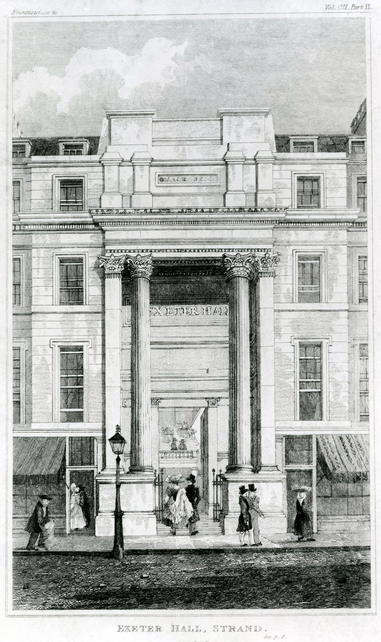 Exeter Hall, Strand, London aus dem Gentlemans Magazine von English School