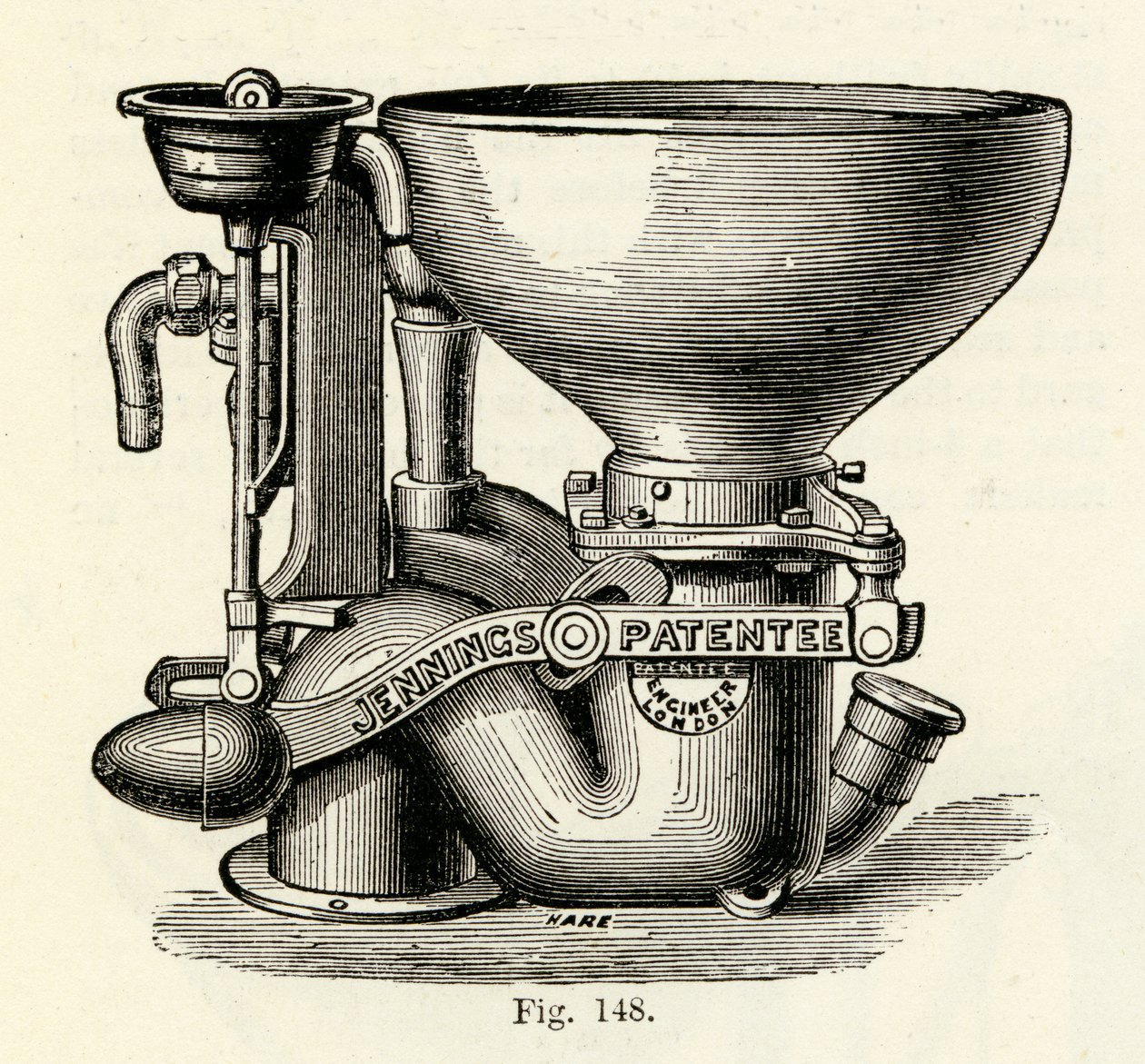 Jennings verbessertes Bramah-Ventil-Klosett, 1870 von English School