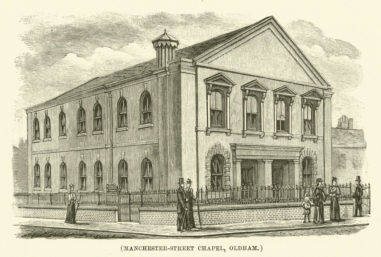 Manchester-Street-Kapelle, Oldham (Gravur) von English School