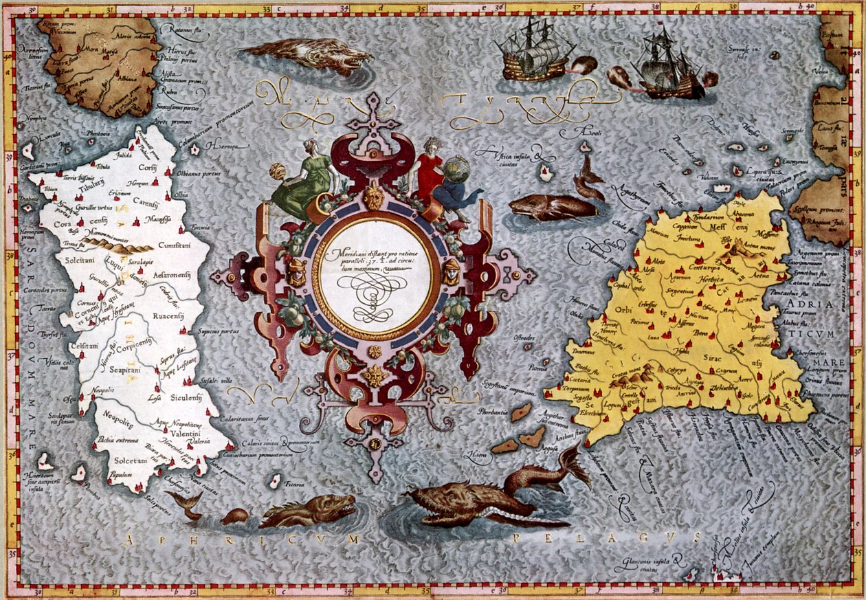 Karte von Sardinien und Sizilien, Ptolemäus