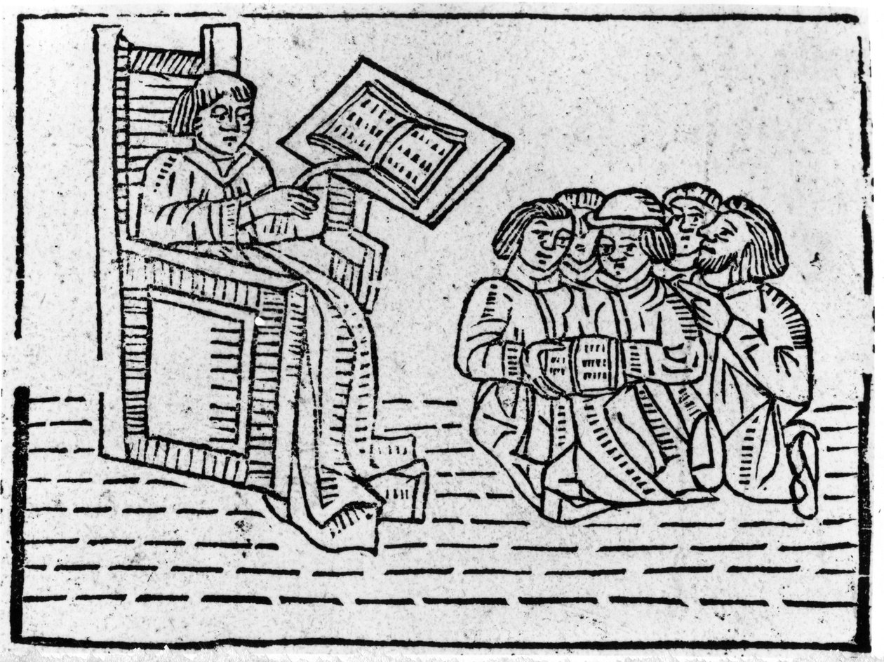 Meister und Schüler, ca. 1481 (Holzschnitt) von English School
