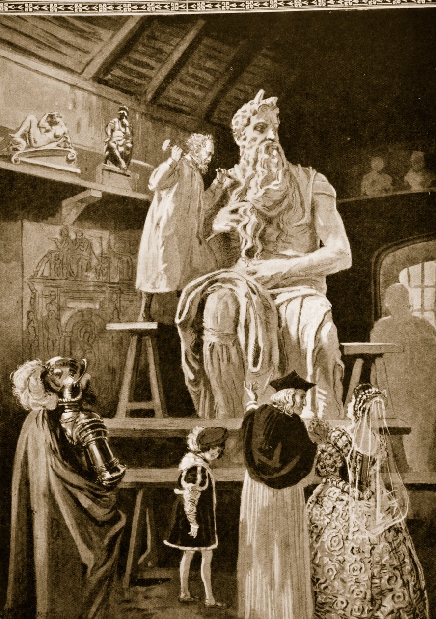 Michelangelo erschafft die kolossale Statue des Moses von English School