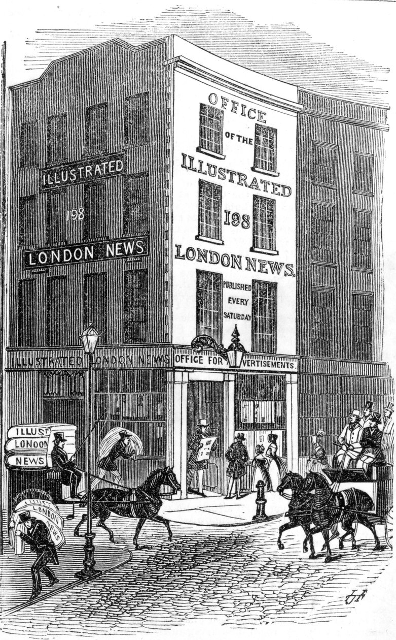 Büro der Illustrated London News, 1842 von English School