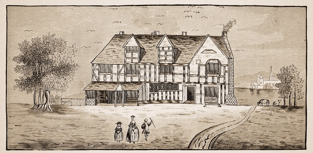 Shakespeares Haus, Stratford-Upon-Avon (Sepia-Foto) von English School