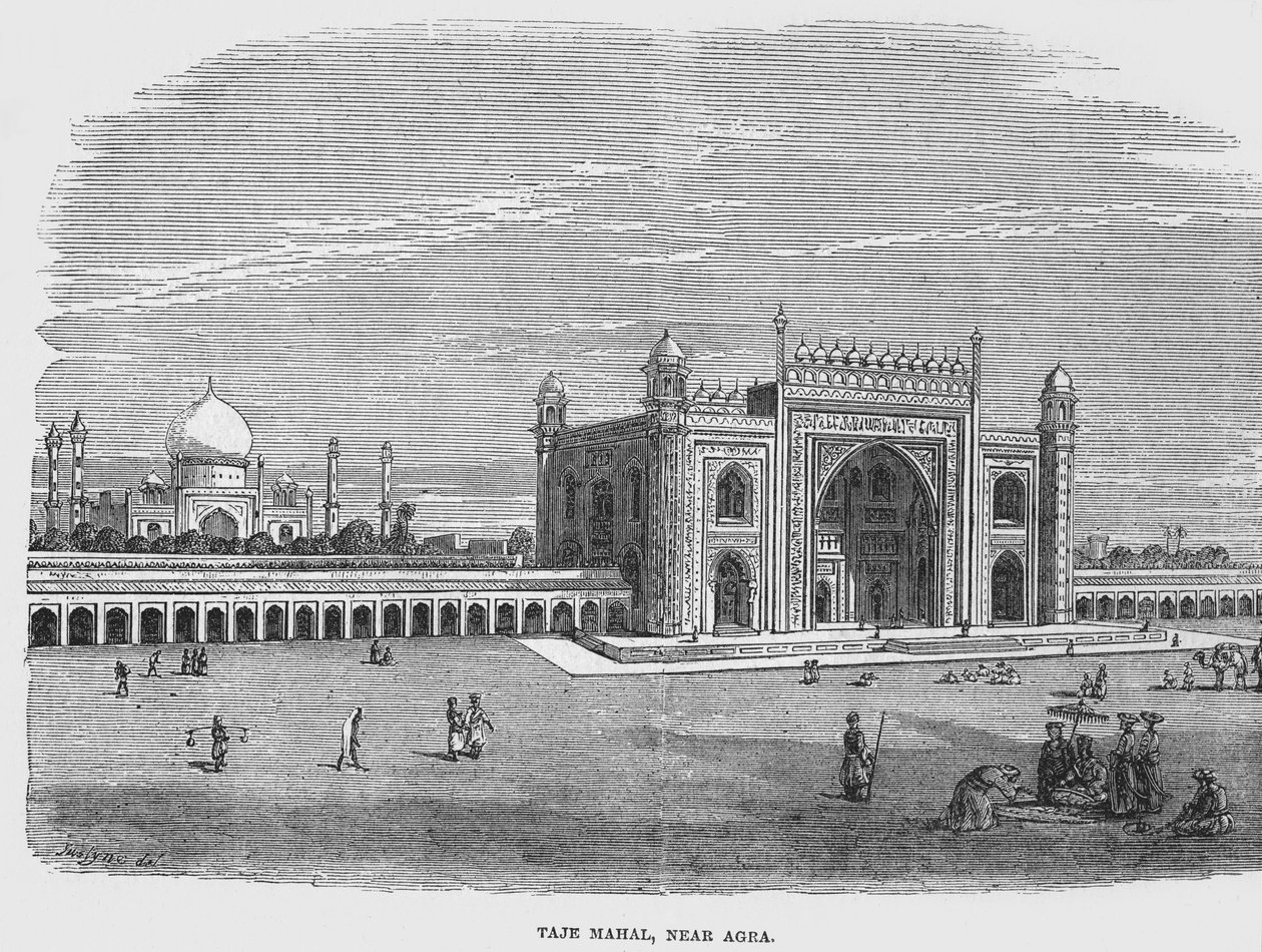 Taj Mahal, in der Nähe von Agra (Gravur) von English School