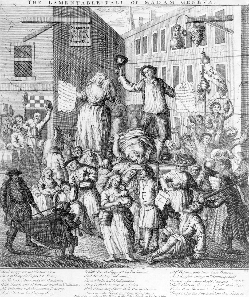 Der bedauerliche Fall von Madame Geneva, 1736 von English School