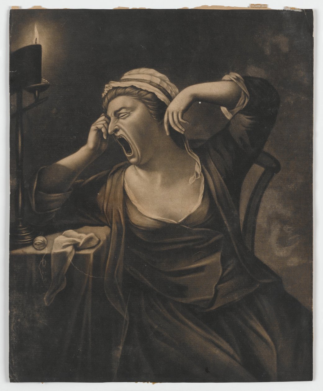Ohne Titel (gähnende Frau), ca. 1780 von English School