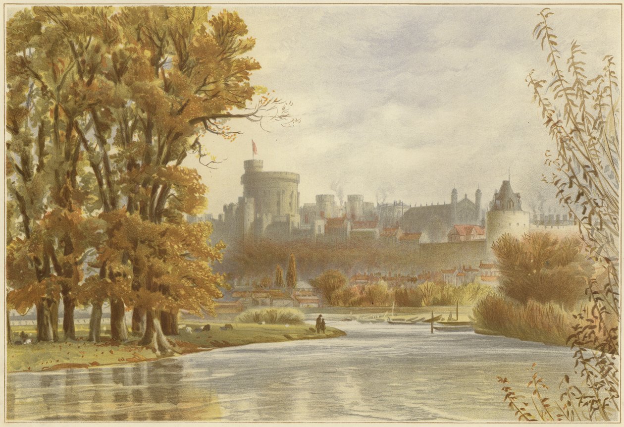 Schloss Windsor vom Fluss Thames aus von English School