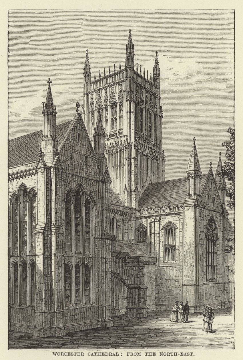 Worcester Kathedrale, von Nordosten von English School