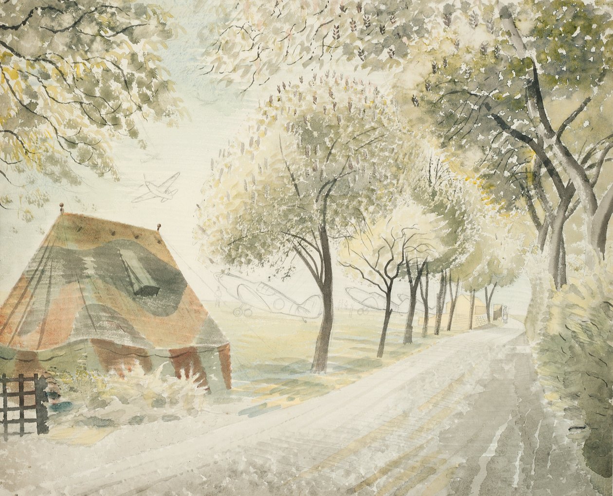 Straße an einem Flugplatz, ca. 1942 von Eric Ravilious