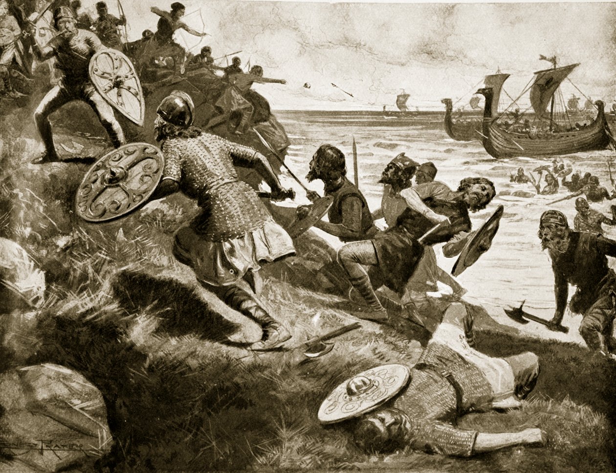 König Caedwalla greift die Isle of Wight an, 686, Illustration aus 