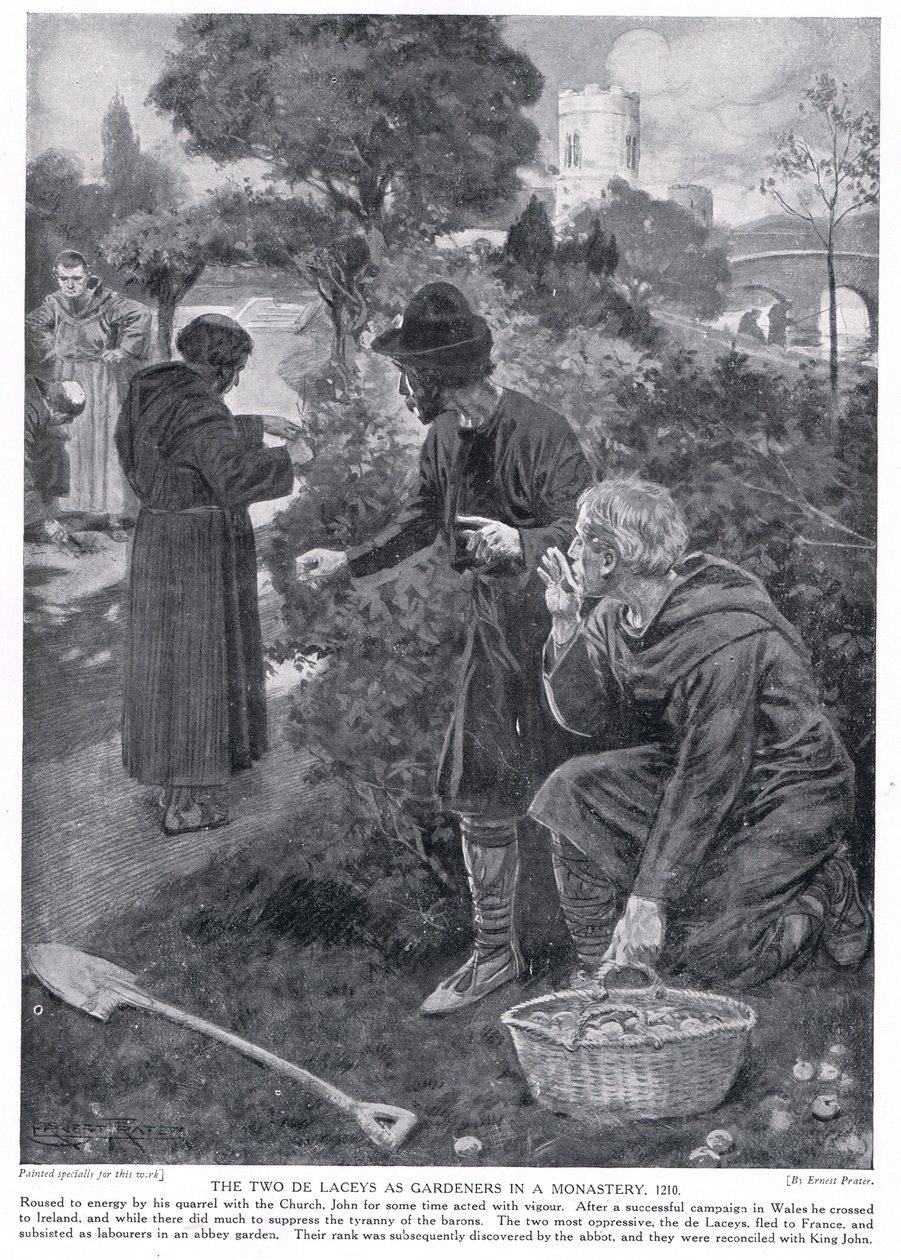 Die beiden de Laceys als Gärtner in einem Kloster AD1210, 1920er Jahre von Ernest Prater