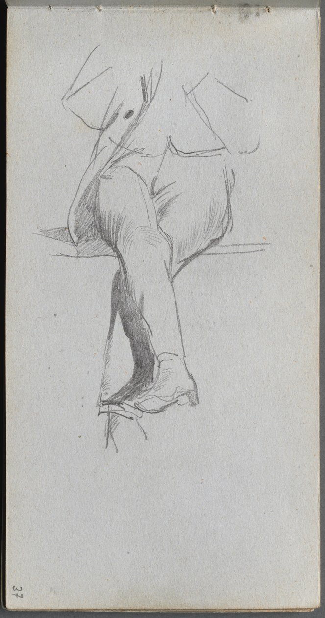 Skizzenbuch, Seite 37: Figurenstudie, gekreuzte Beine von Jean Louis Ernest Meissonier