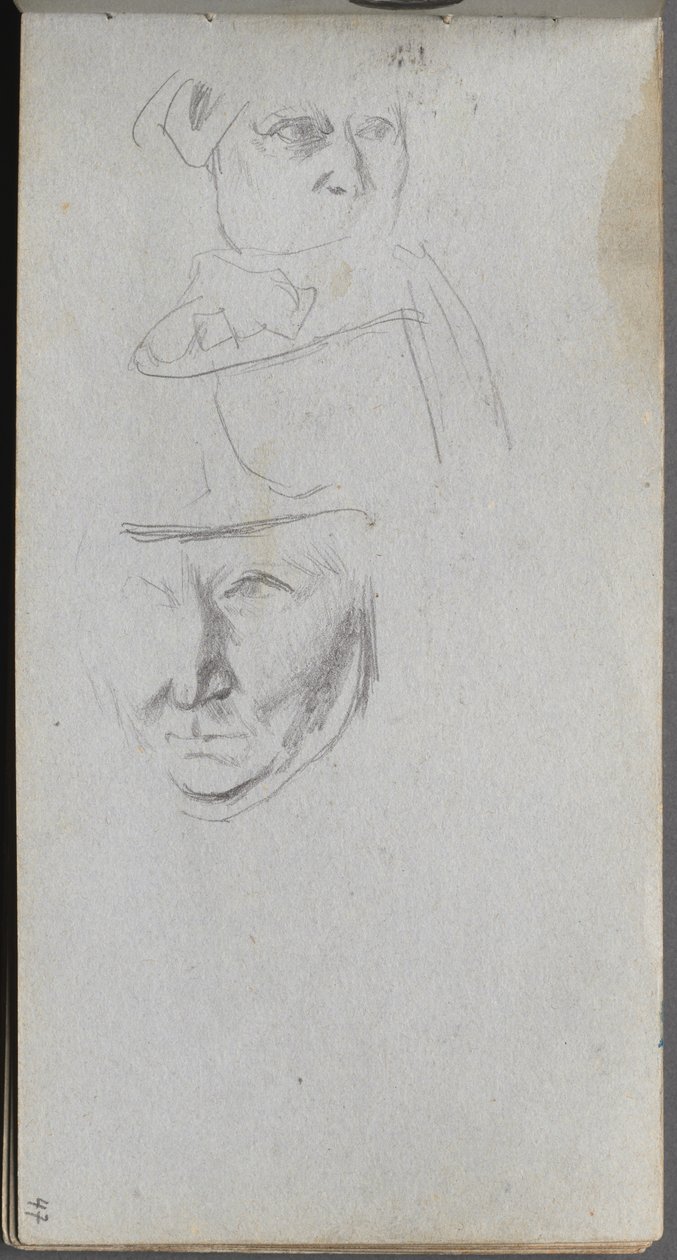 Skizzenbuch, Seite 47: Studien von drei Gesichtern von Jean Louis Ernest Meissonier