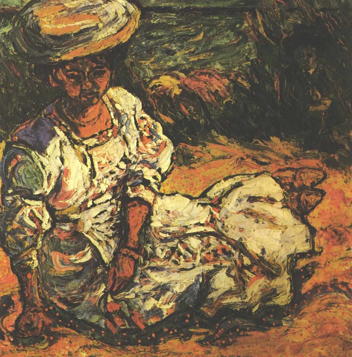 Damenbildnis mit weißem Kleid von Ernst Ludwig Kirchner