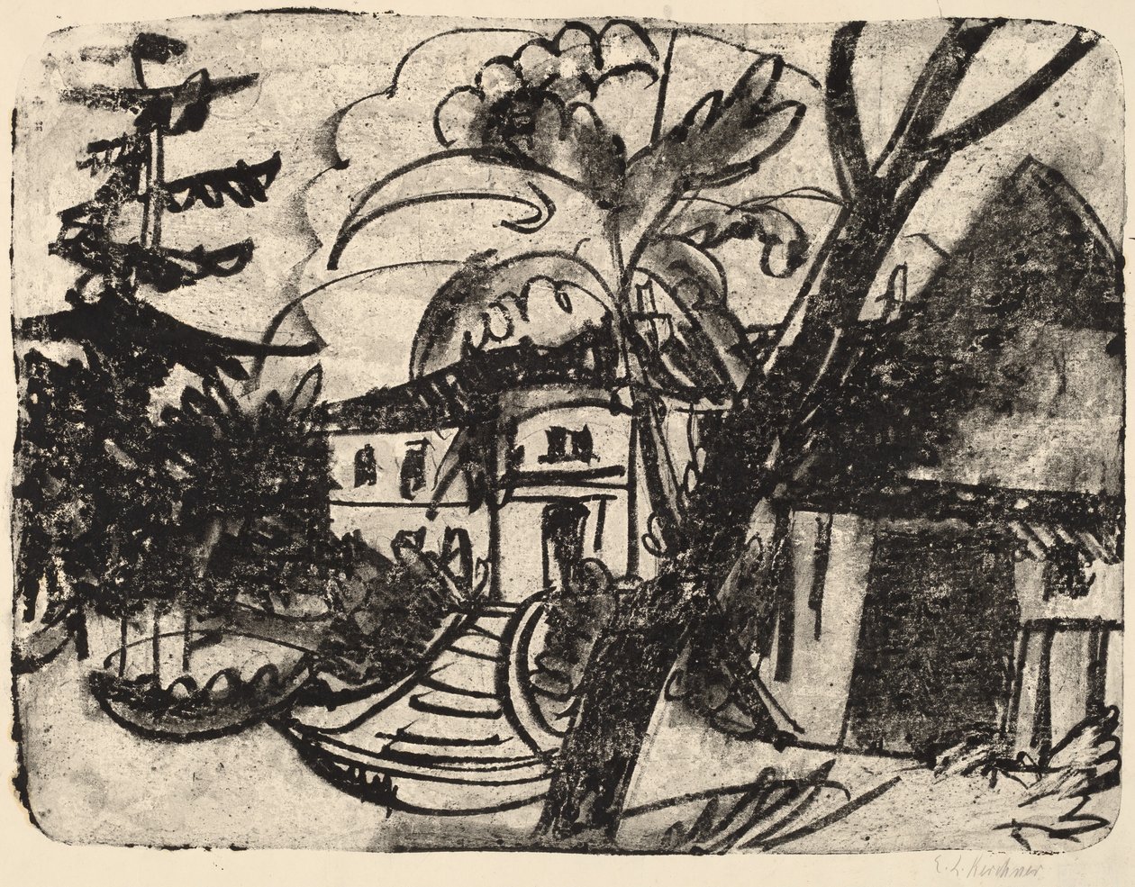 Dänischer Bauernhof mit Herrenhaus, 1912 von Ernst Ludwig Kirchner