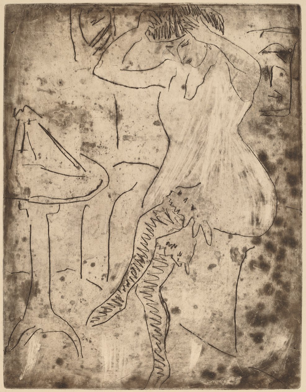 Dodo richtet ihr Haar, 1909 von Ernst Ludwig Kirchner