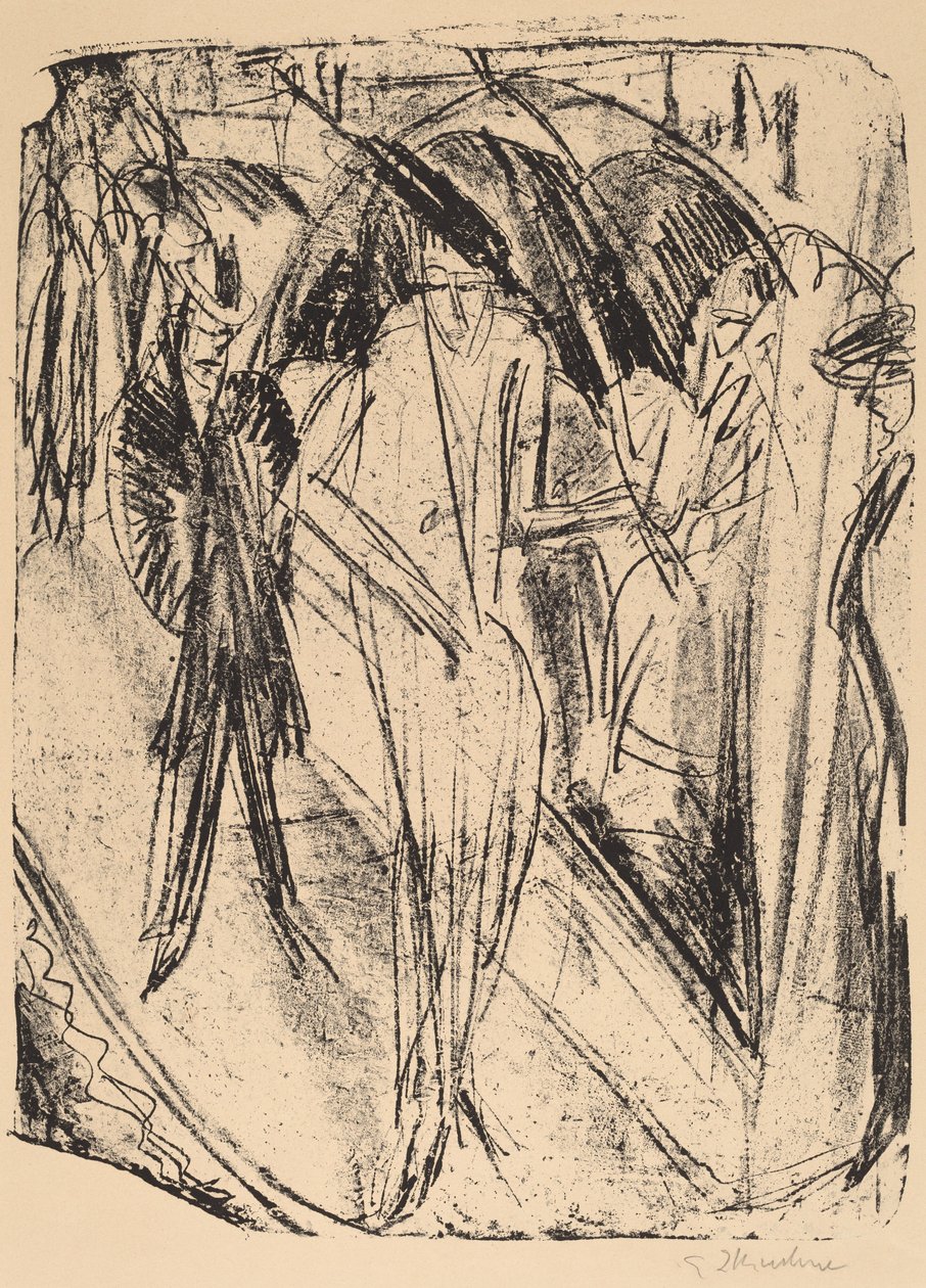 Dame im Regen, 1914 von Ernst Ludwig Kirchner