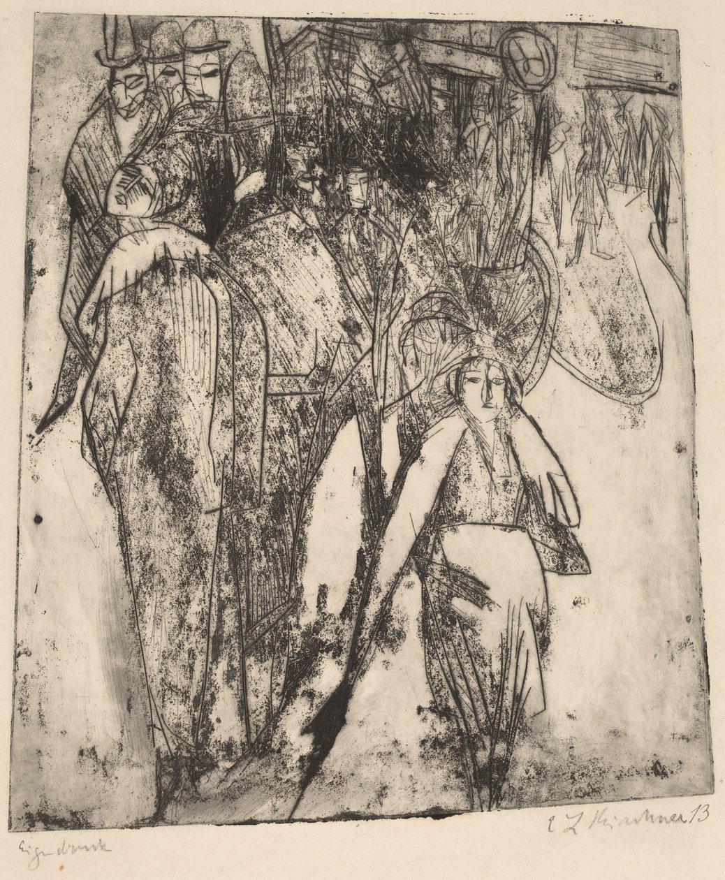 Straßenszene mit einem Omnibus, 1914 von Ernst Ludwig Kirchner
