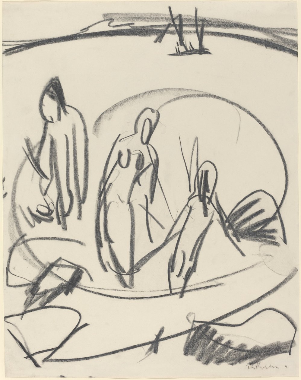 Drei Badende im Meer, ca. 1914 von Ernst Ludwig Kirchner