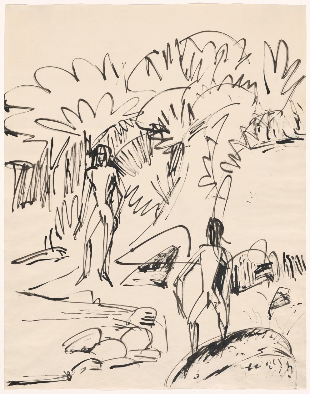 Zwei Badende an der Fehmarnküste, 1912 von Ernst Ludwig Kirchner