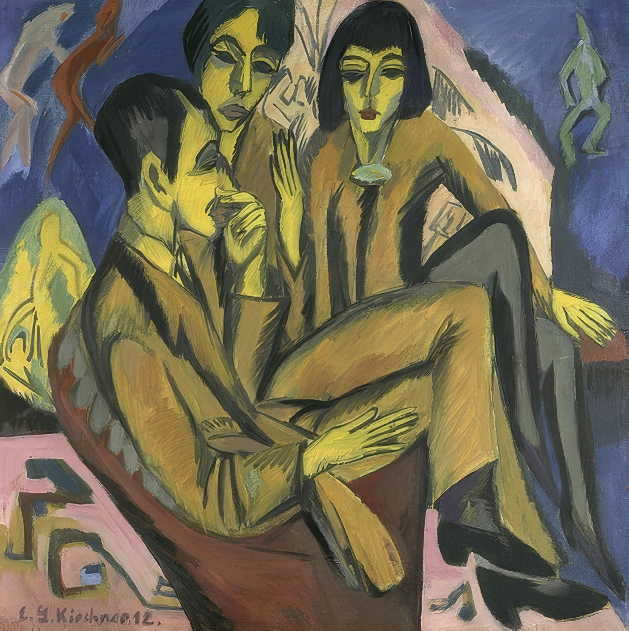 Künstlergruppe (Unterhaltung der Künstler) von Ernst Ludwig Kirchner