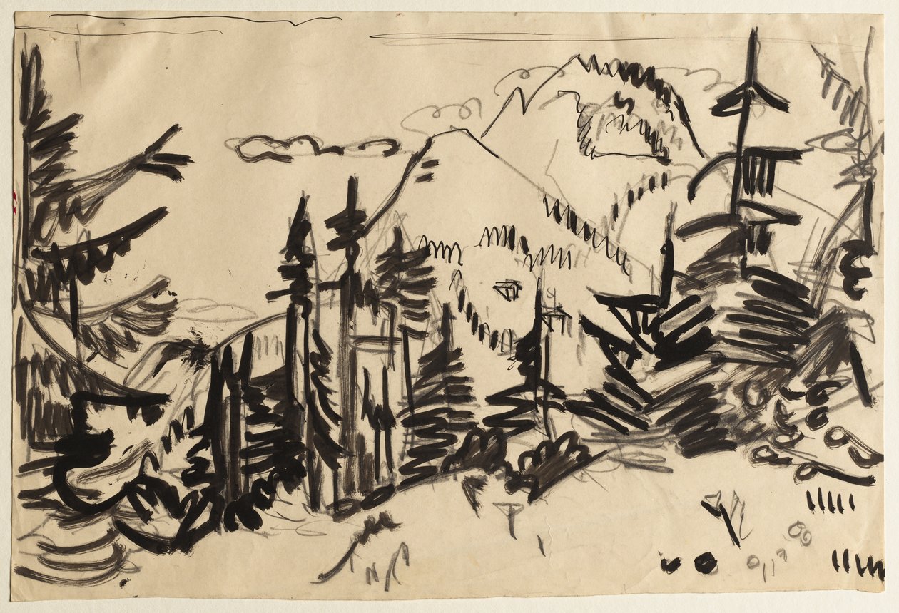 Berglandschaft mit Tannen von Ernst Ludwig Kirchner