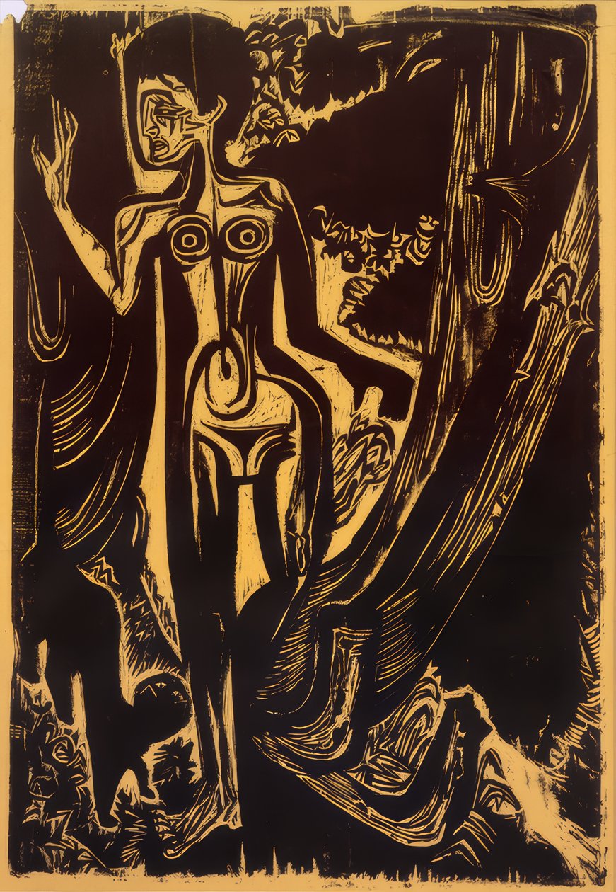 Nackte Frau im Wald von Ernst Ludwig Kirchner