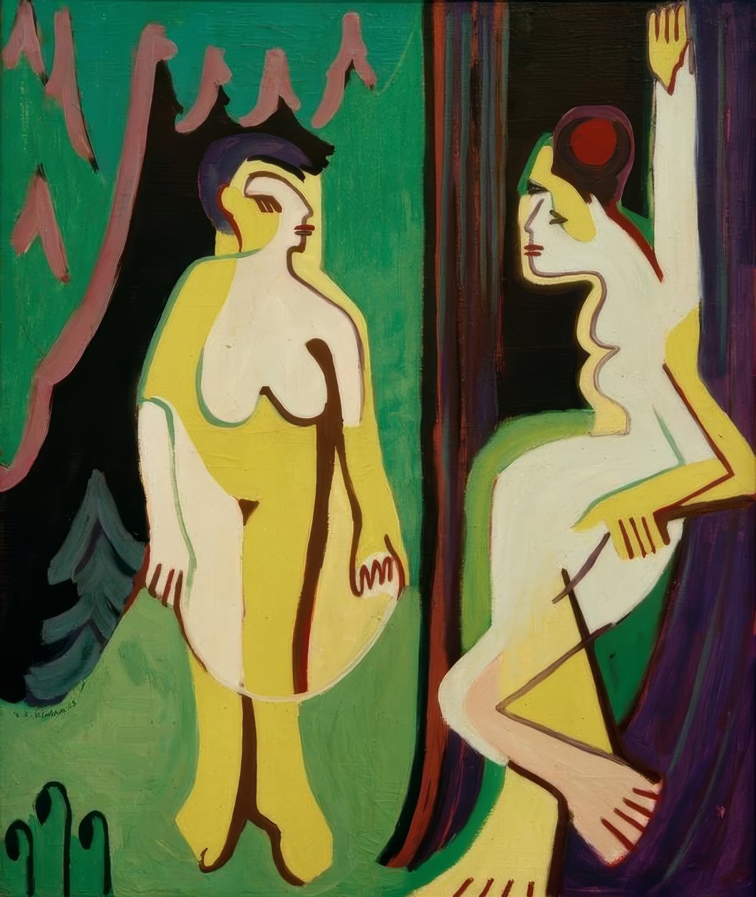 Nackte Frauen auf Waldwiese von Ernst Ludwig Kirchner