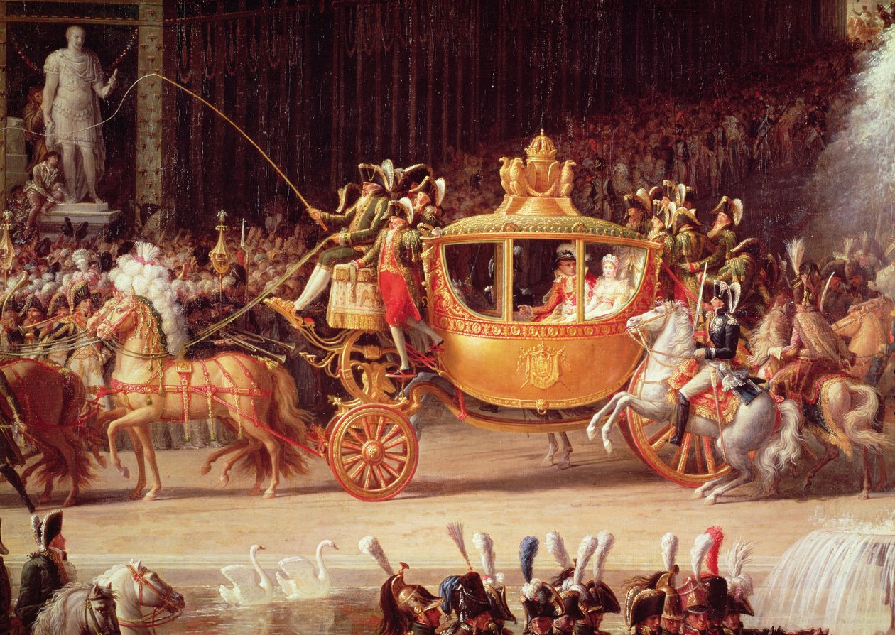 Der Einzug Napoleons (1769-1821) und Marie-Louise (1791-1847) in die Tuileriengärten am Tag ihrer Hochzeit, 2. April 1810 (Detail) von Etienne Barthelemy Garnier